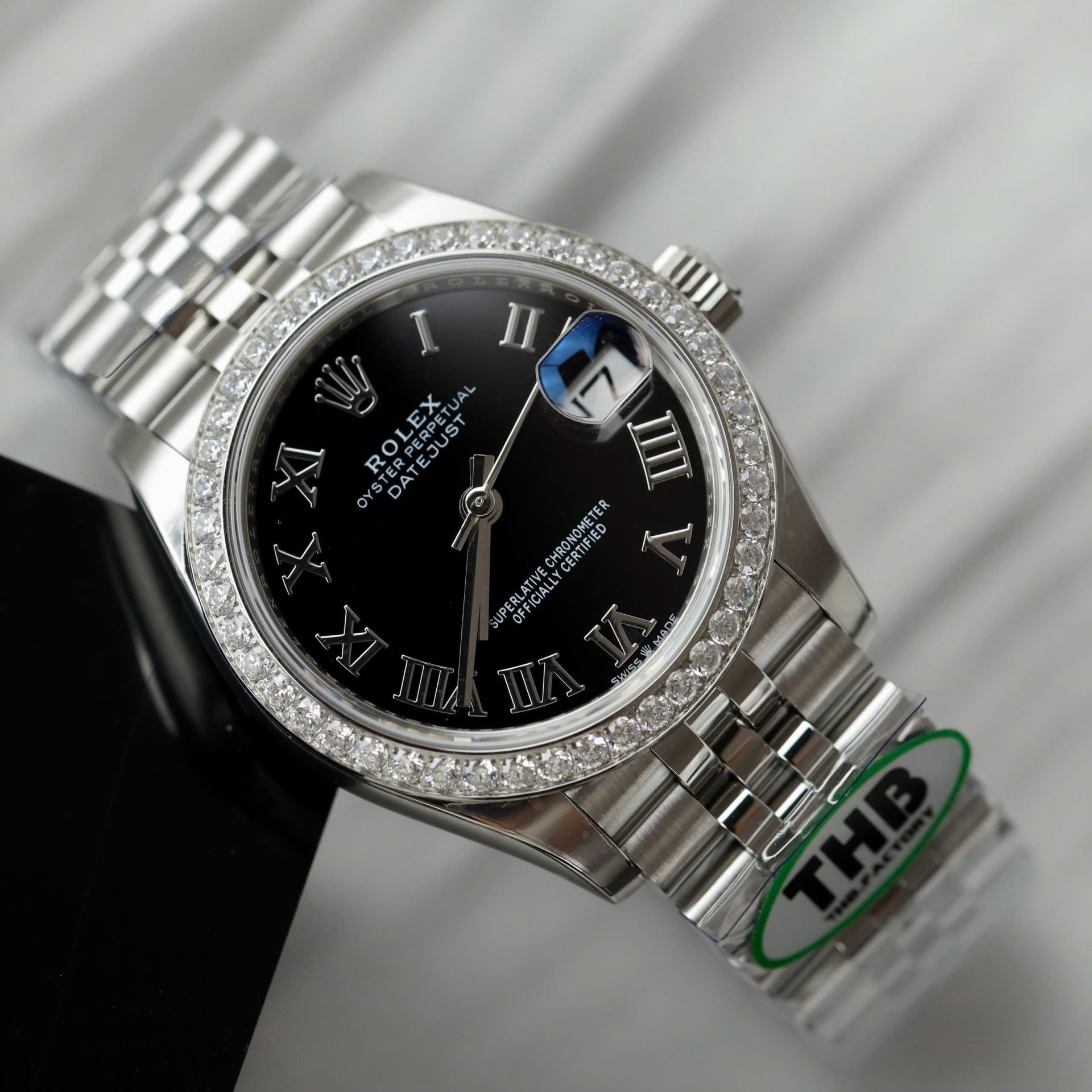 Rolex Datejust 316L Steel Black Dial With Diamonds 31mm Jub THBF Replica