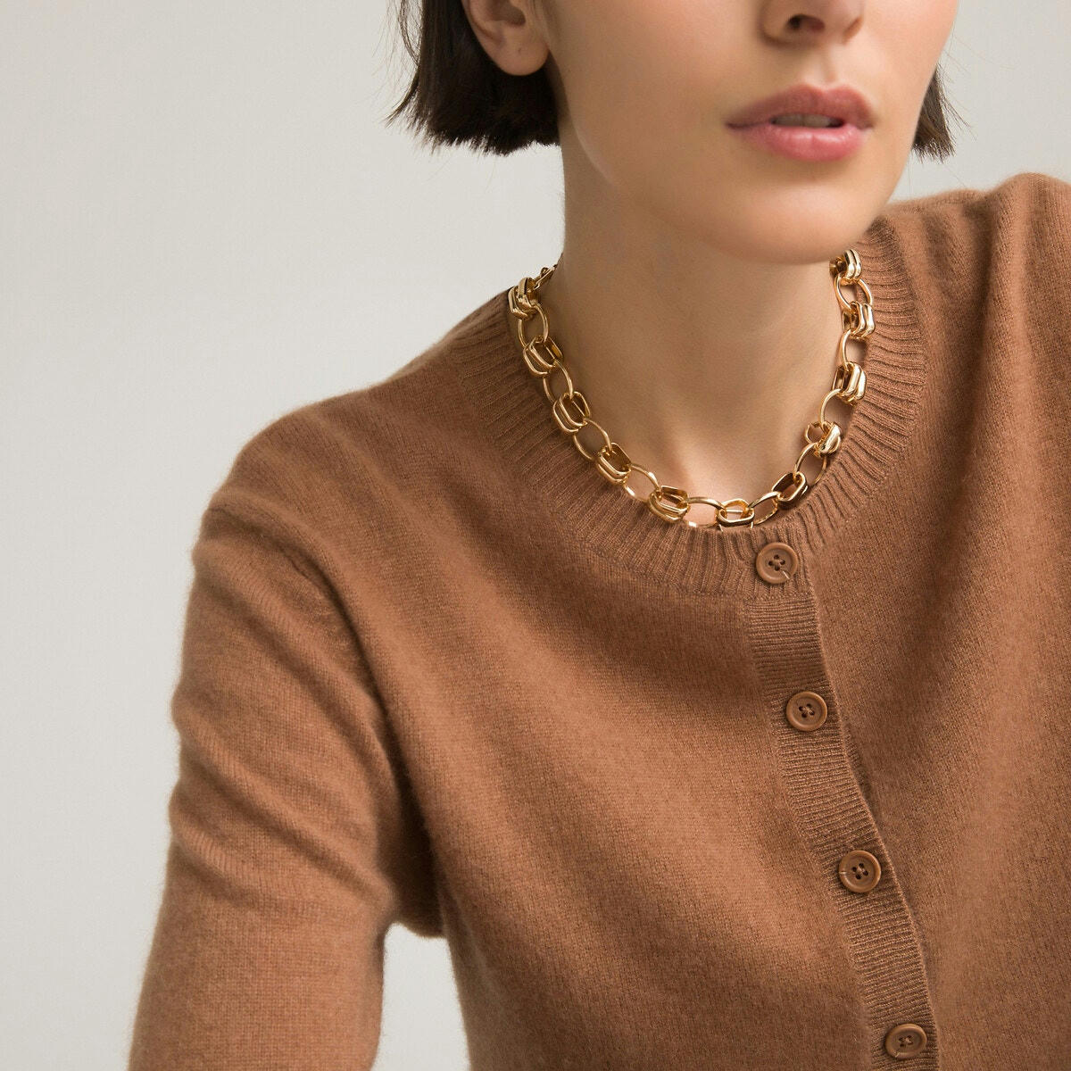 Cardigan en cachemire col rond manches longues