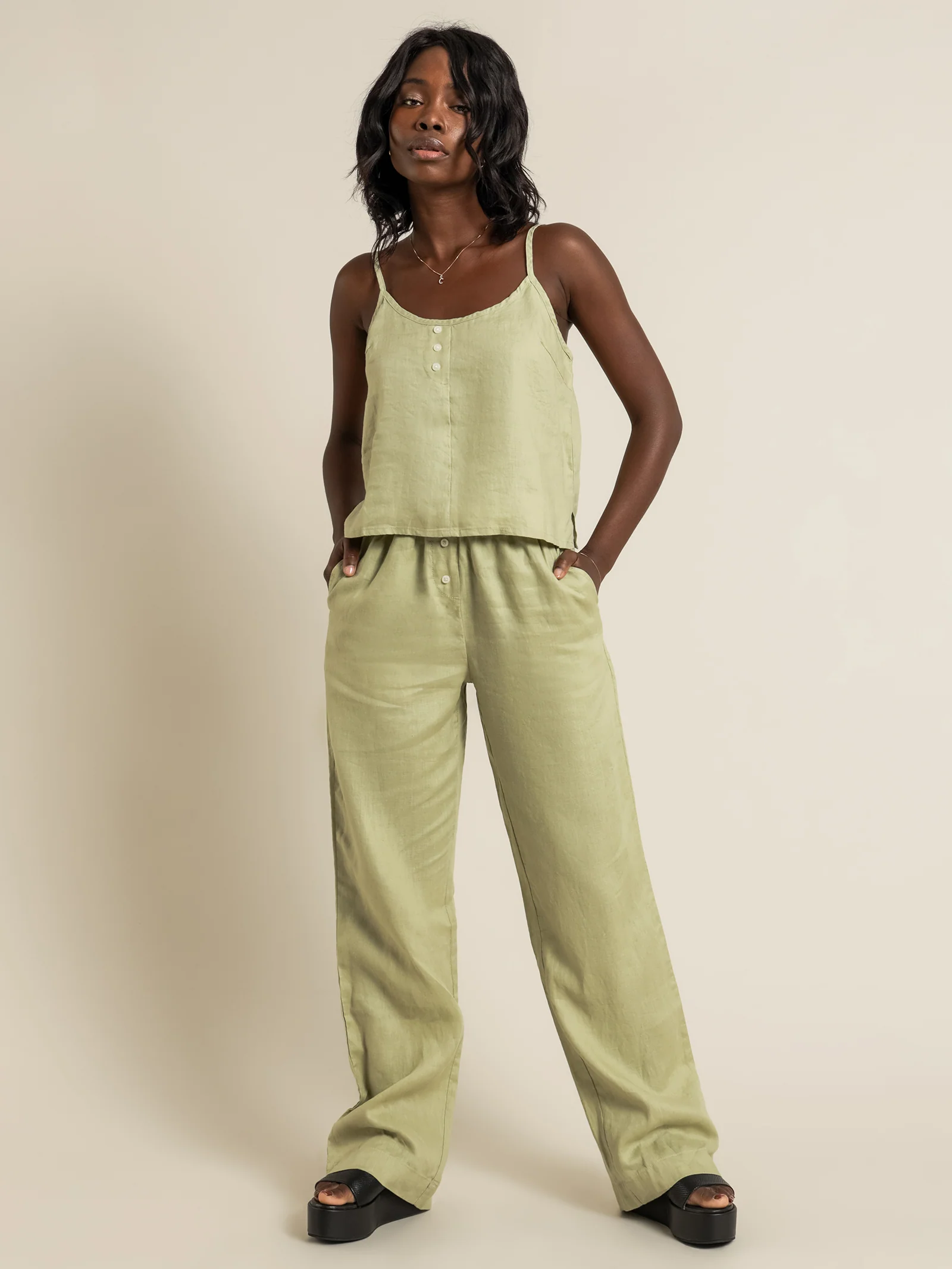 Nude Linen Lounge Pants
