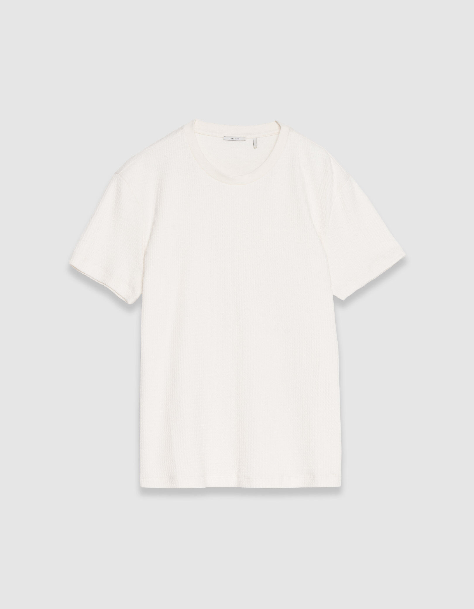 T-shirt col rond écru coton bio avec relief Homme