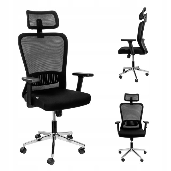 Fotel Biurowy Obrotowy Ergonomiczny Metalowa Podstawa Furvero Norma BHP