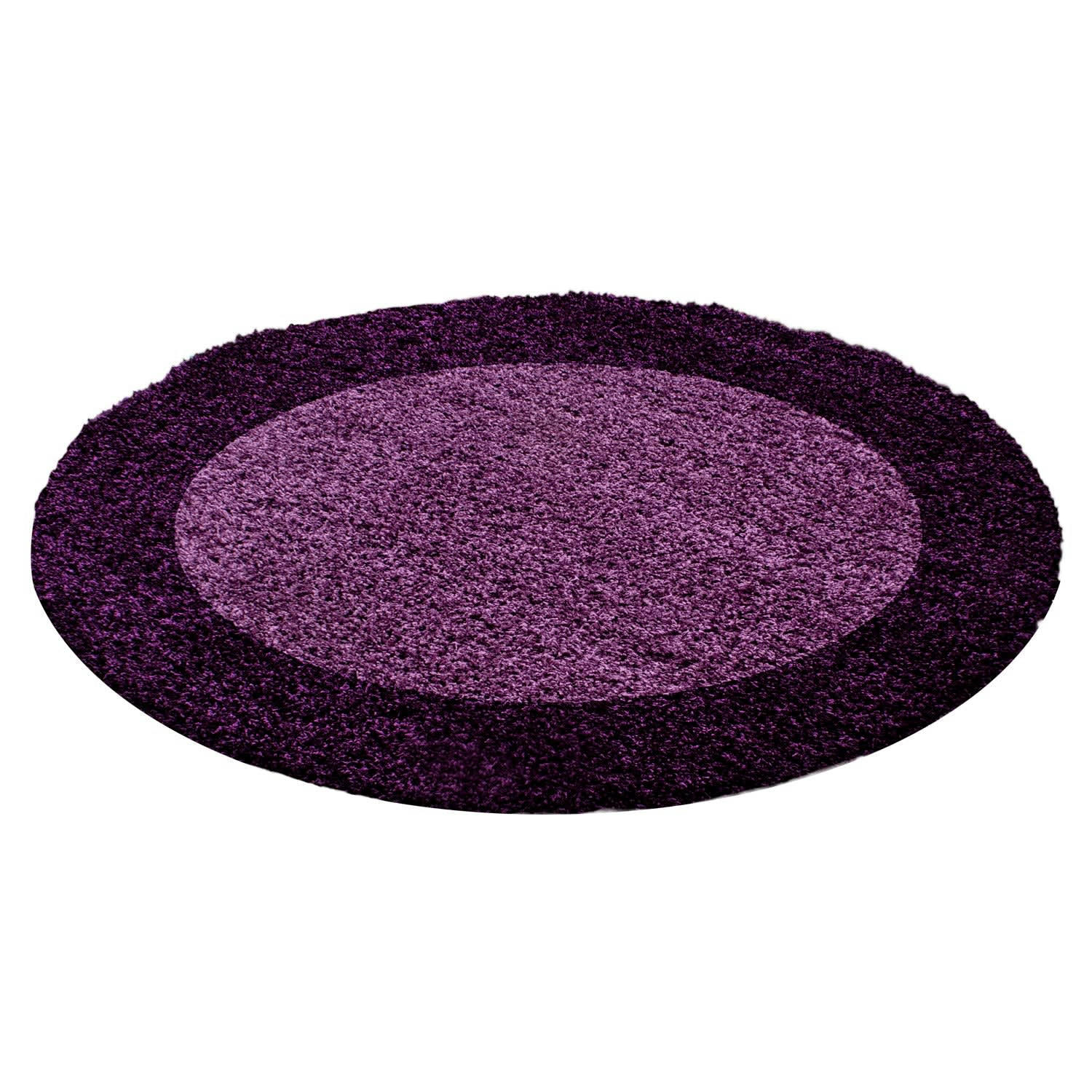 SHAGGY - Tapis à bordures rond violet 160x160cm