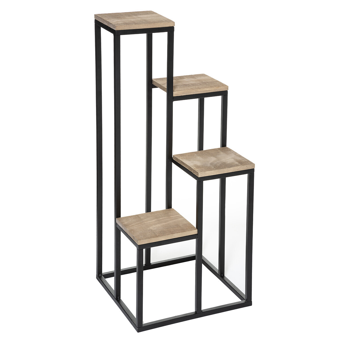 Plant holder 4 trays Metal and pine, H.88 cm