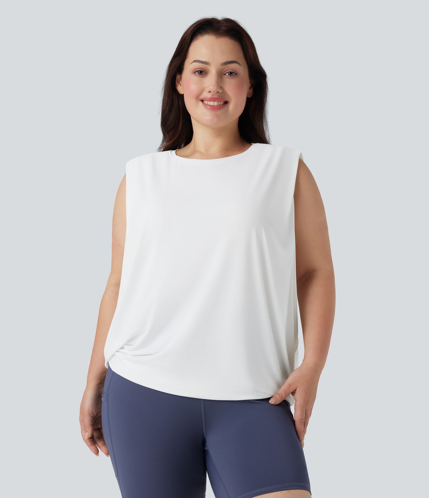 Débardeur yoga grande taille col rond Cool Touch - UPF50
