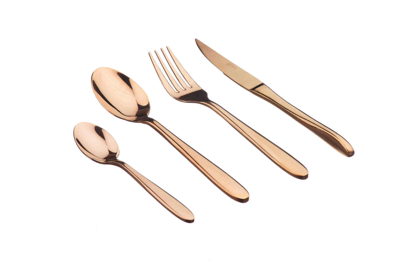 NUDE - Lot de 24 couverts de table en inox cuivre