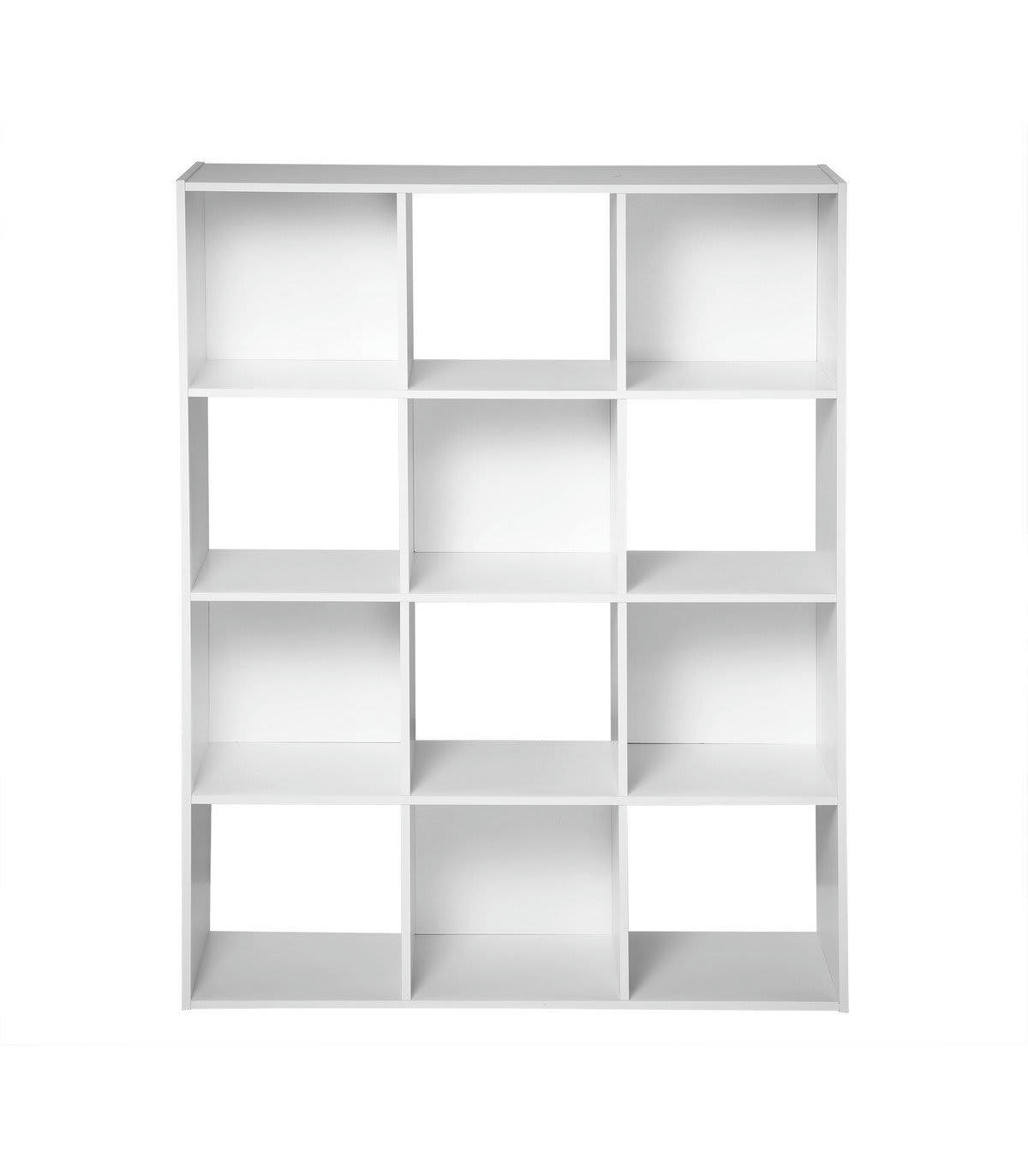 - Etagère de rangement avec 12 cases - L93 x H124 cm - Blanc