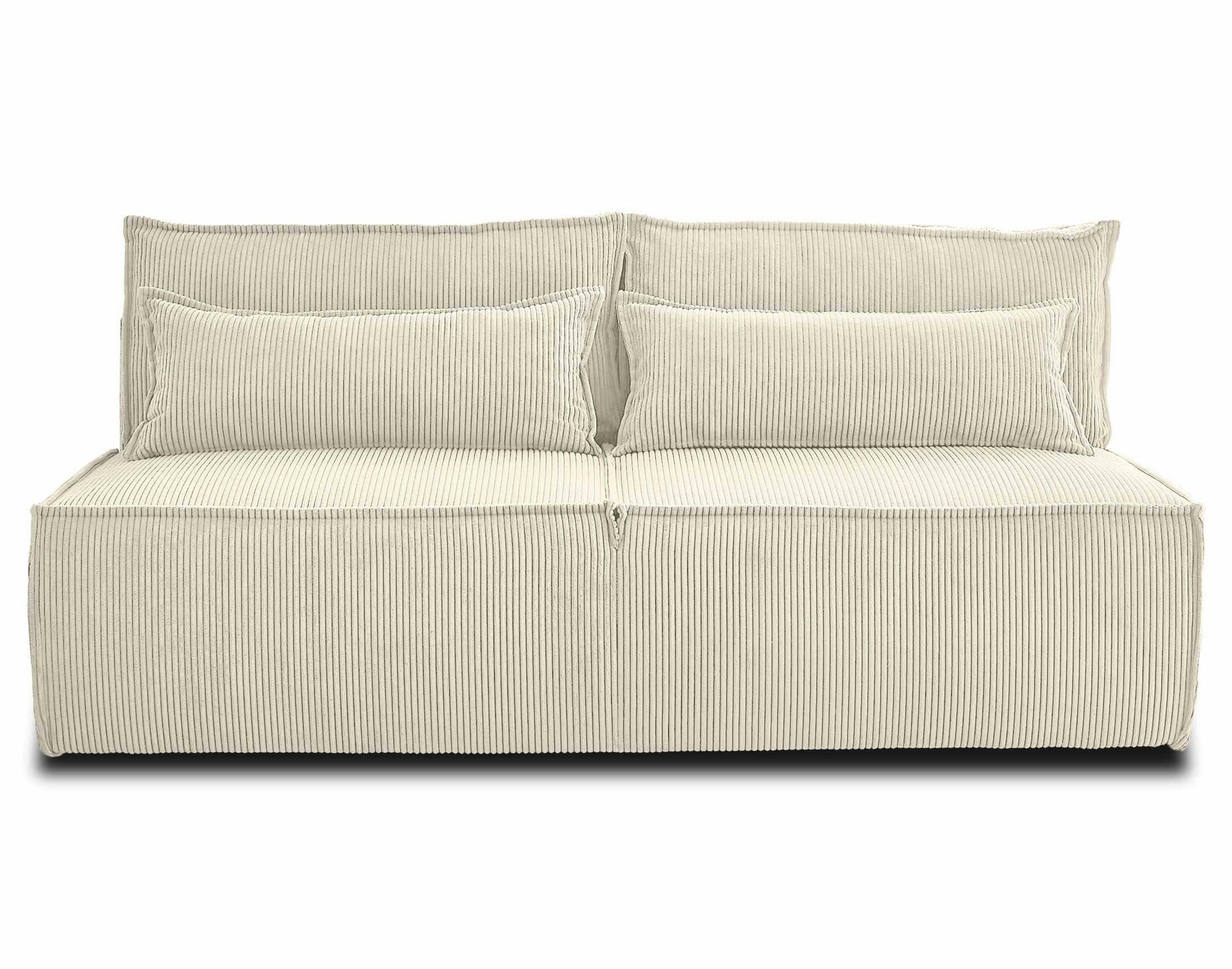 KIARA - Canapé droit convertible 3 places en velours côtelé beige