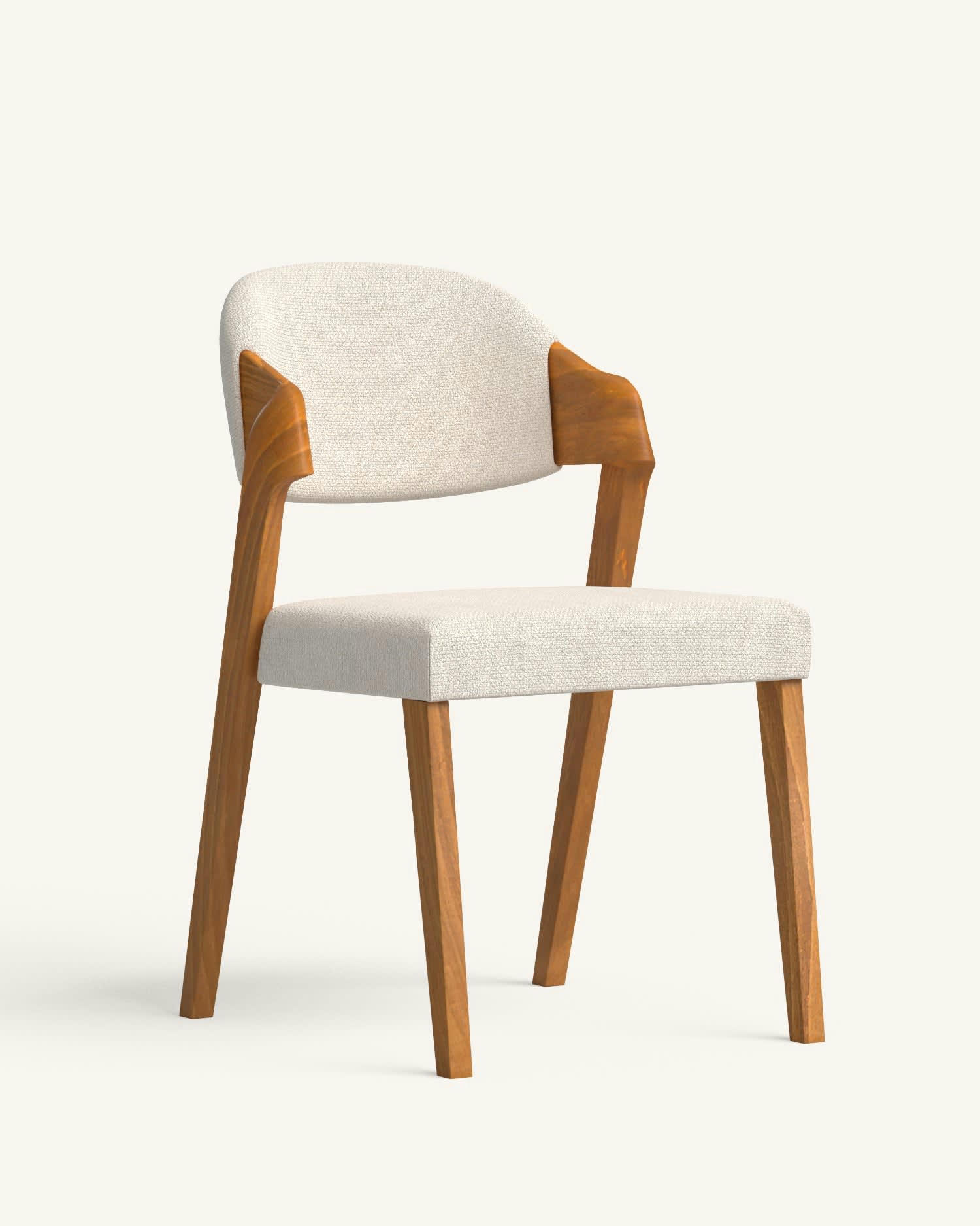 CELA - 2 Chaises en tissu recyclé fabriqué à la main en couleur beige