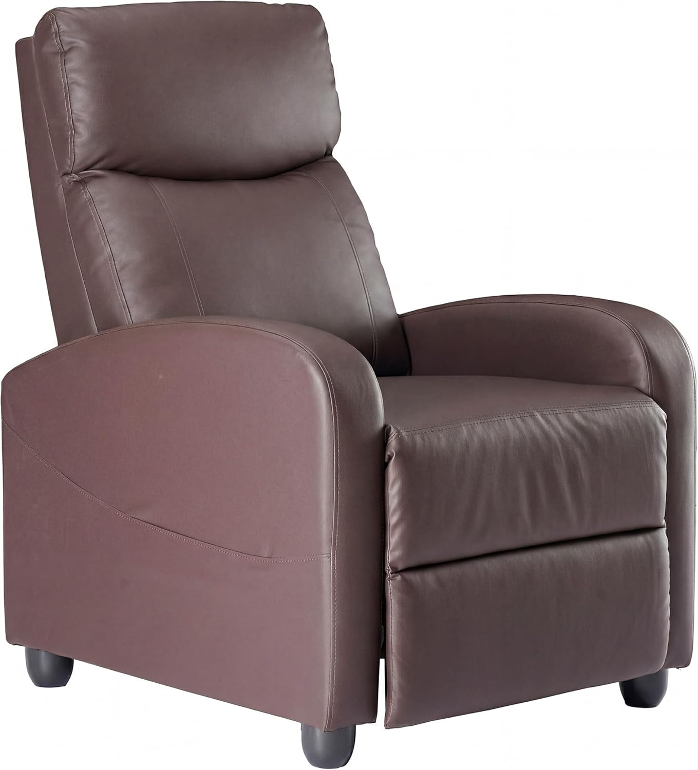 Sweetcrispy Recliner Chair PU Leather Recliner Sofa No Massage, Home Theater Seating with Lumbar Support, Adjustable Push Back Overstuffed High-Density Sponge Reclining for Living Room, Brown