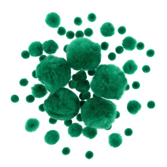 Dark Green Pom Poms 60 Pack