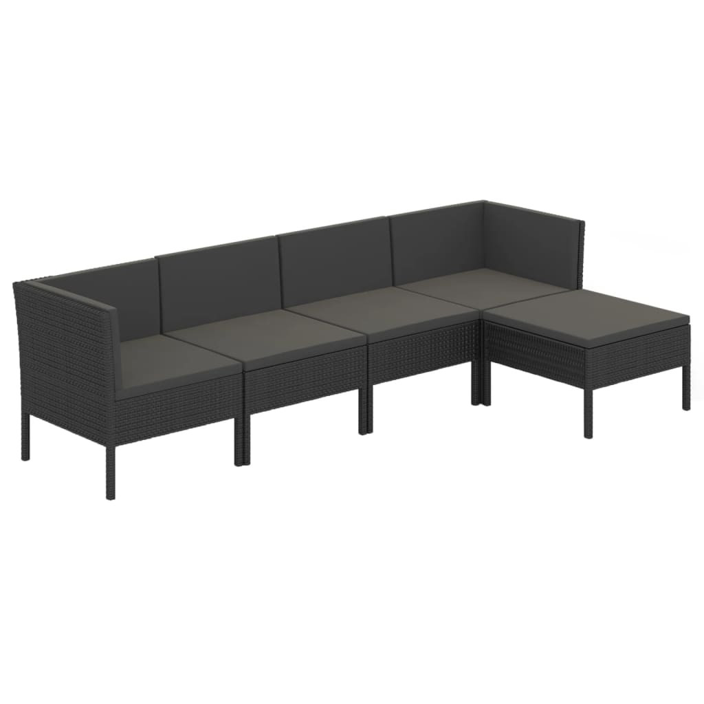 Zestaw wypoczynkowy do ogrodu Czarny Technorattan 2x sofa środkowa   2x