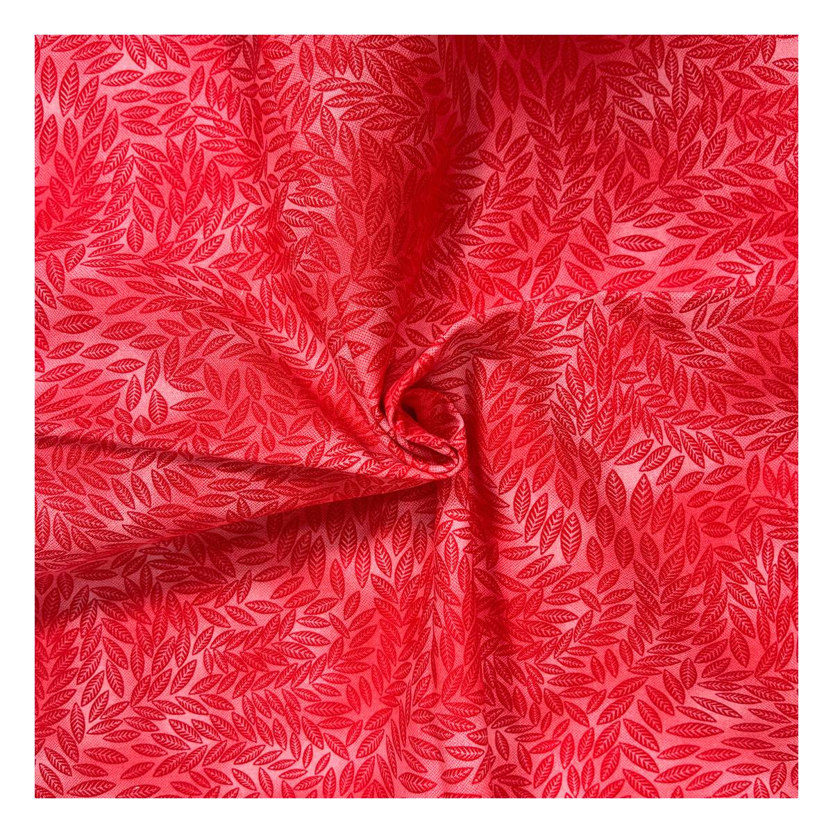 Red Cotton Textured Leaf Blender Fabric?by the Metre