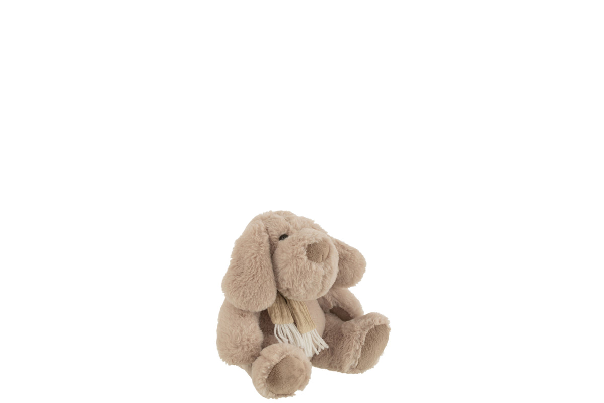 J-Line knuffel Hond   Sjaal Zittend - textiel - beige - small
