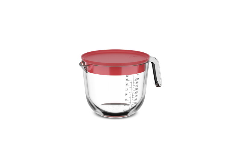 glas maatbeker chef it 1000 ml met deksel - coral