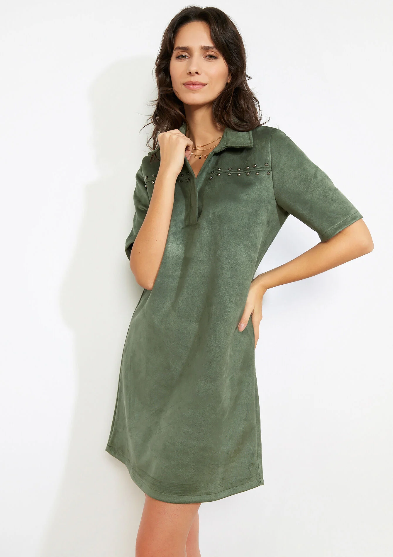 Jurk van su&egrave;delook met studs