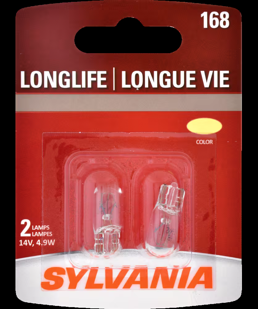 168 Sylvania Long Life Mini Bulb, 2-pk