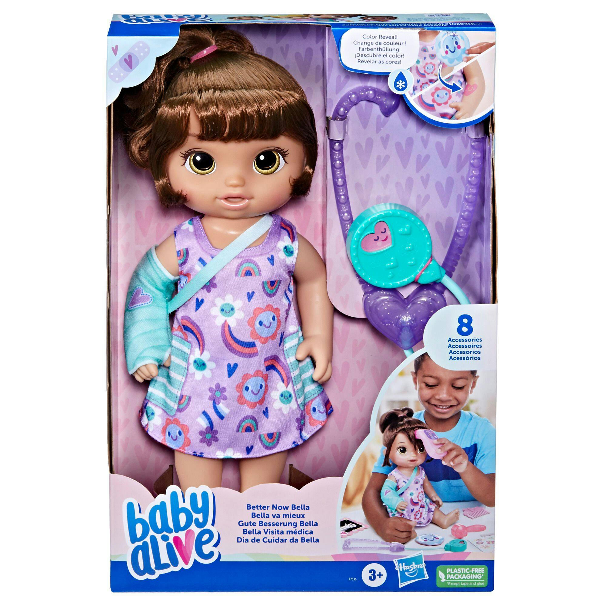 Baby Alive Better Now Bella Doll Playset, Brown Straight Hair, Ages 3+