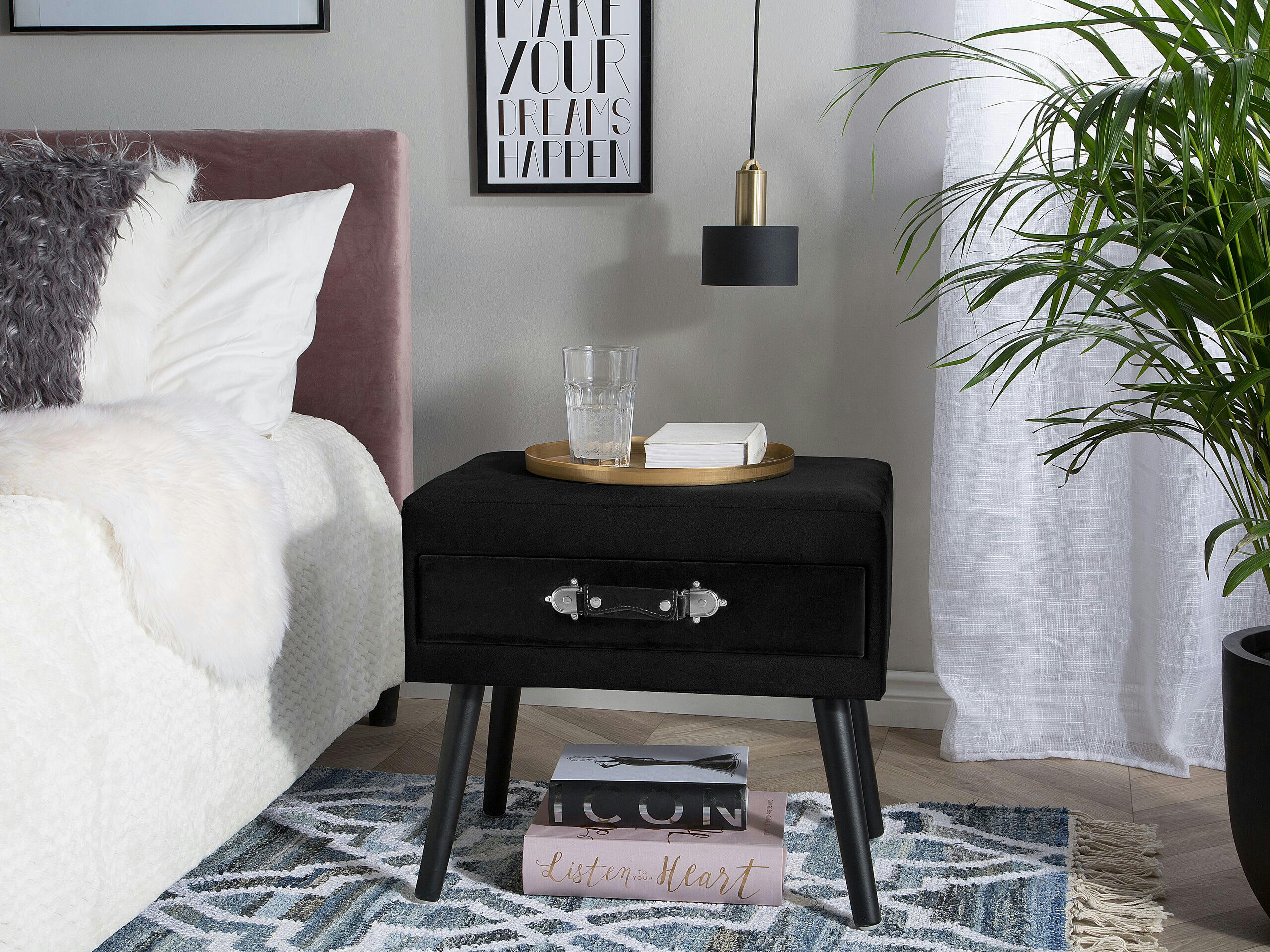 EUROSTAR - Table de chevet en velours noir