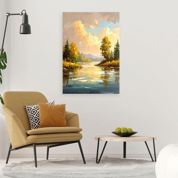 Feeby Obraz do salonu sypialni, Jezioro Drzewa Pejzaż Natura 40x60