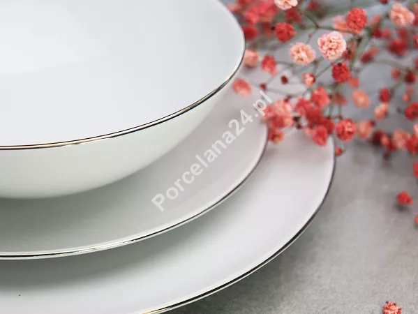 Serwis obiadowo - kawowy na 6 osób (30 el.) Waza - Modern WA-08P platynowy pasek