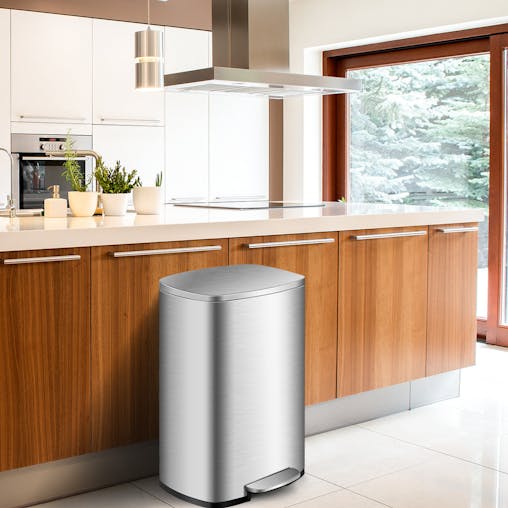 NNECW 13.2 gallon stainless steel trash can with Removable Inner Bucket for Home Use