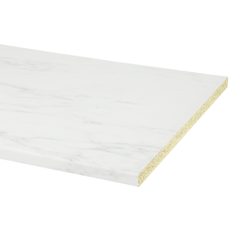 Plan de travail en bois aggloméré marbre blanc 302 x 60 x 2,8 cm CANDO