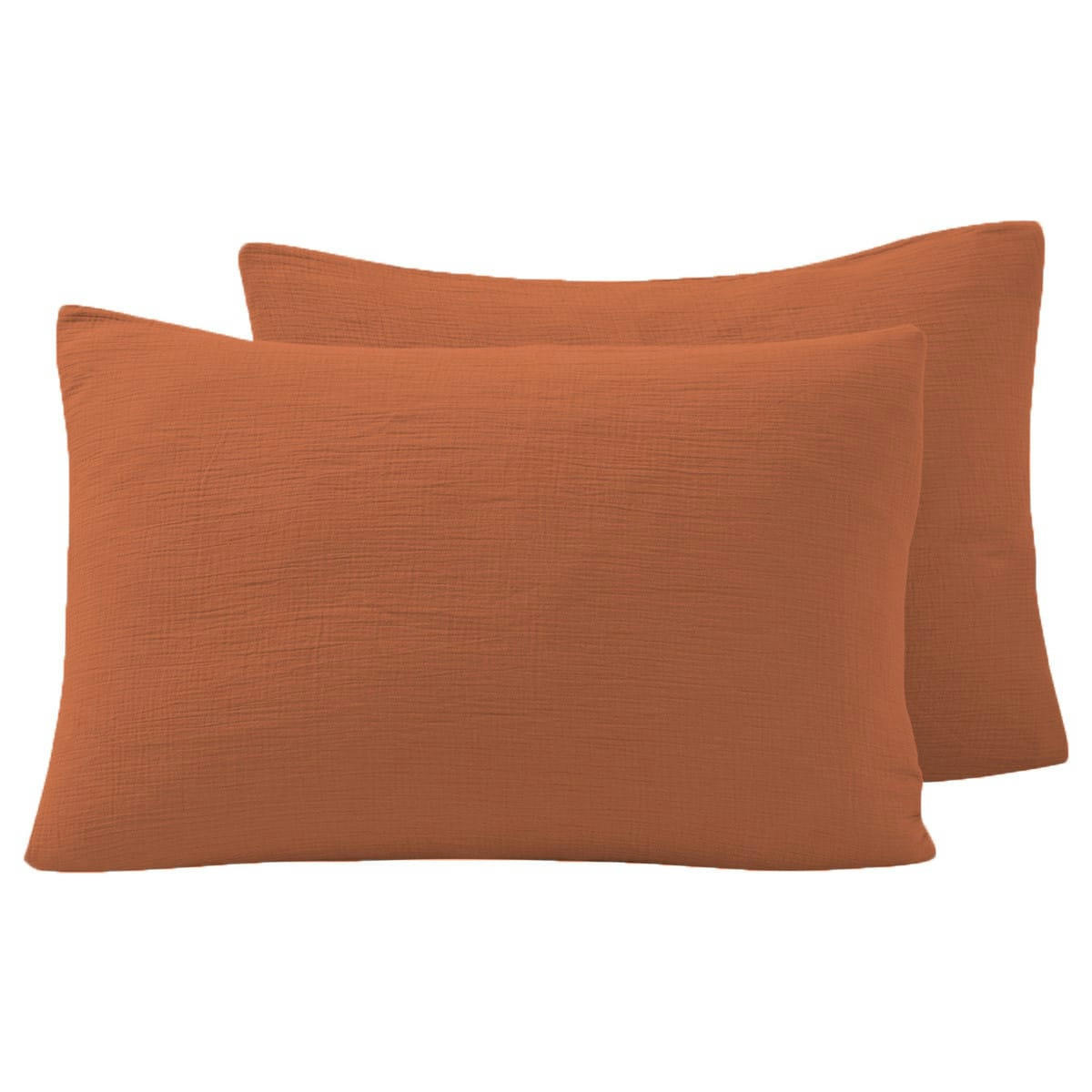 LOFT - Lot de 2 taies en gaze de coton  brique 50x70 cm