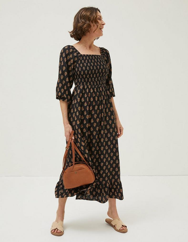 Adele Woodblock Midi Dress