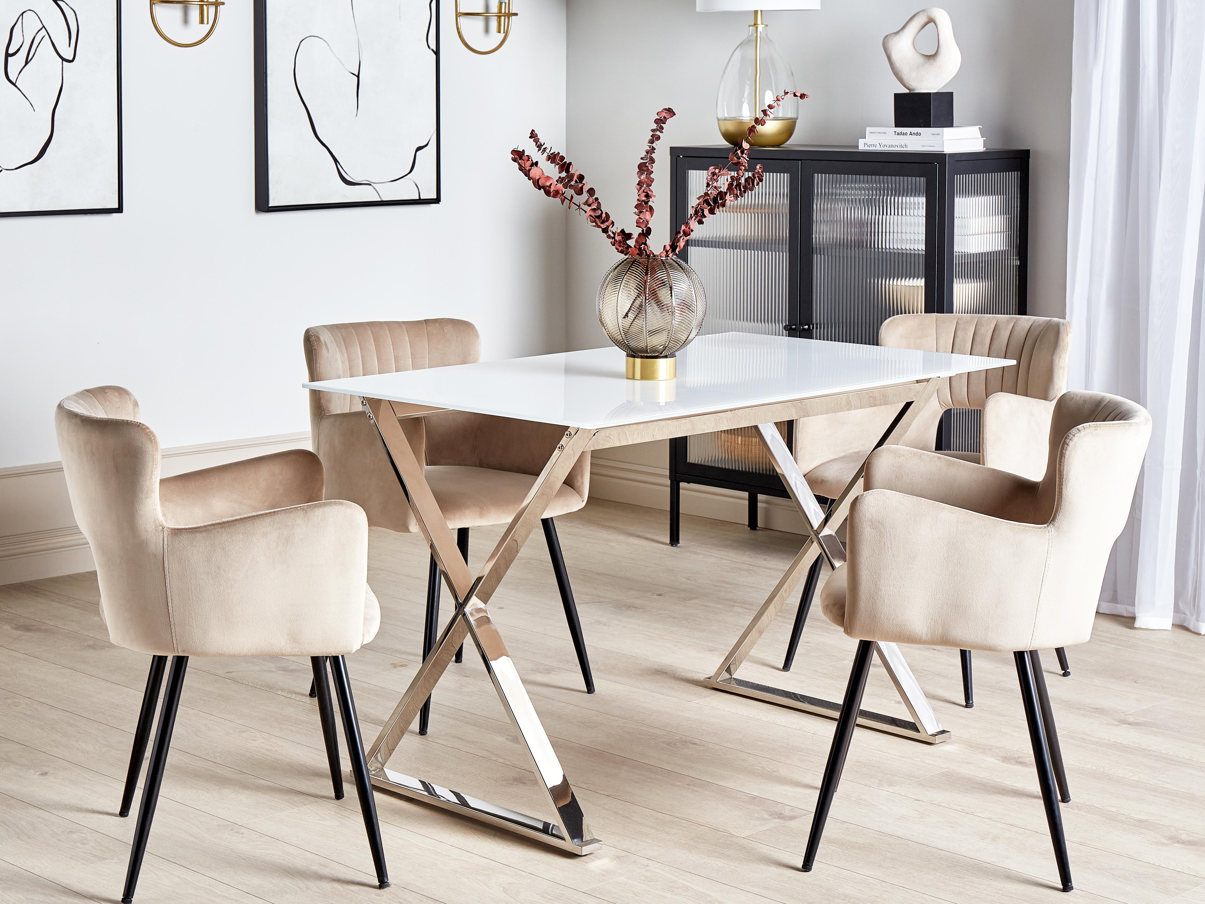 Dining Table ATTICA White 120 cm 70 cm Tempered Glass