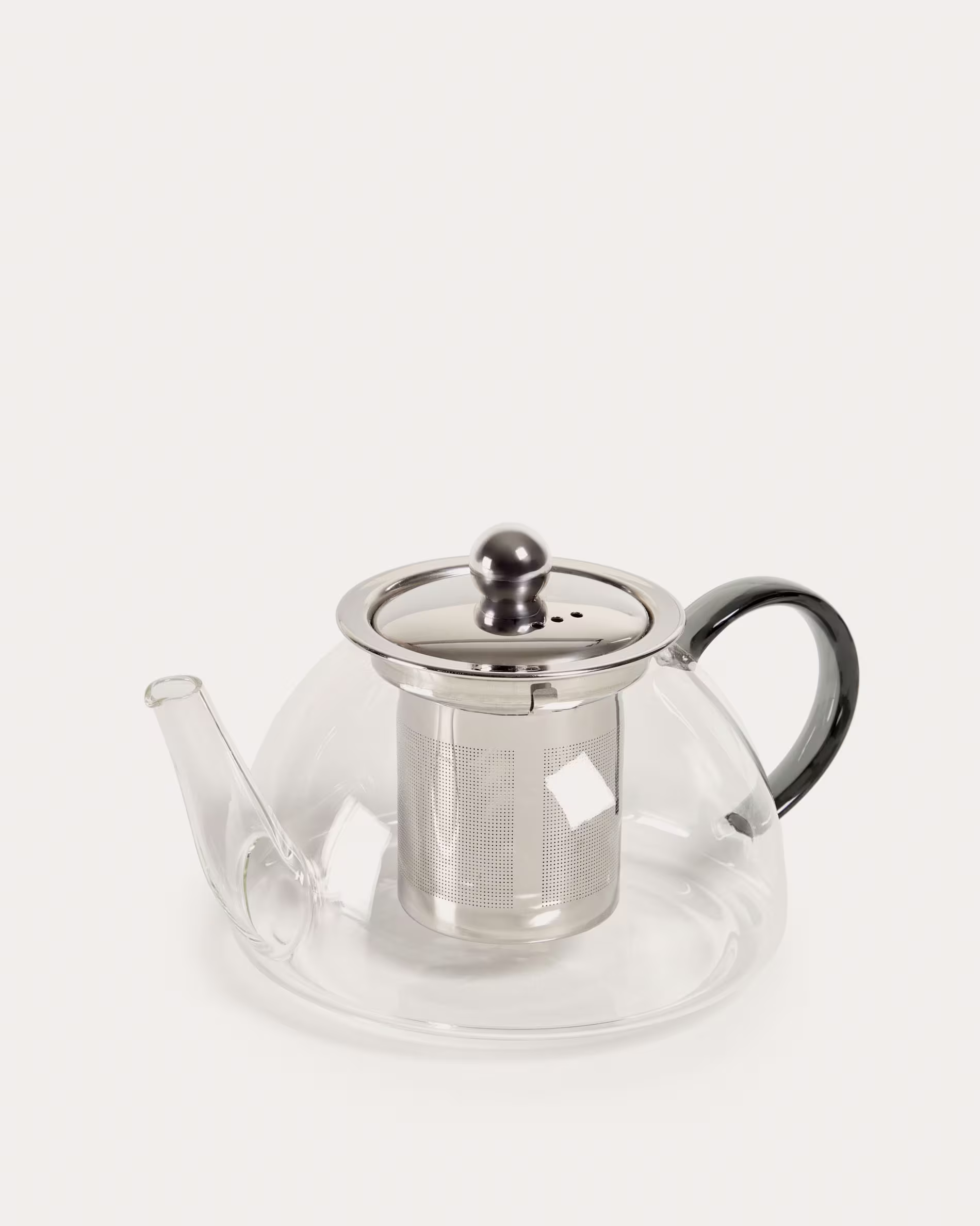 Tetera Eulalia de vidrio transparente y gris