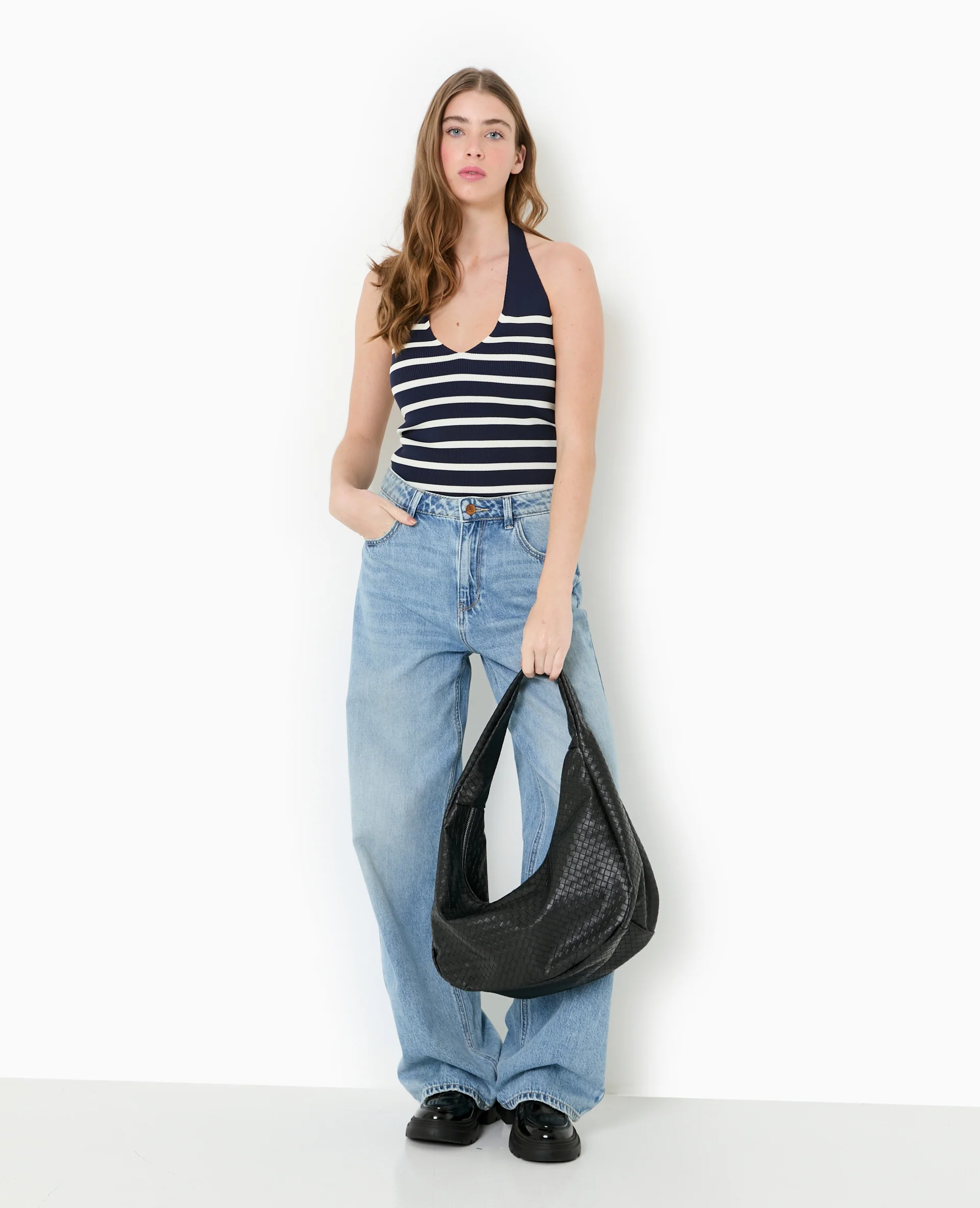 Top dos-nu en maille rayée