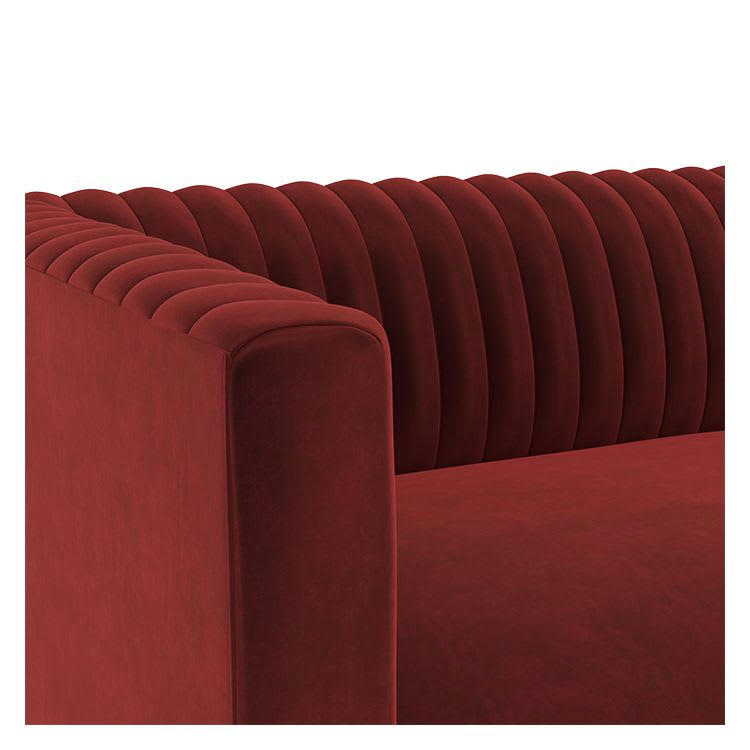 GATSBY - Canapé 3 places en velours bordeaux