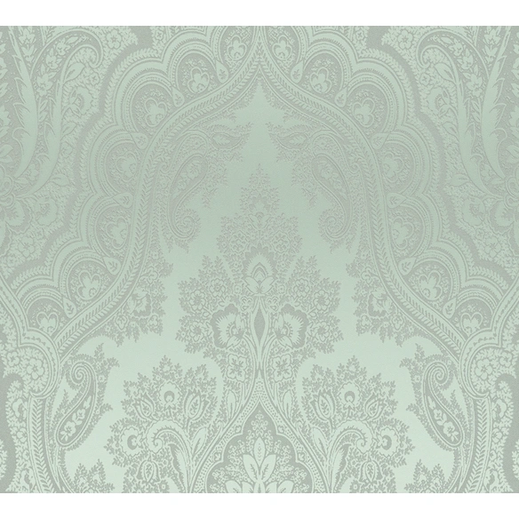 Vliestapete, Barock Ornament, 10,05x0,53 m, eukalyptusgrün, silberfarben