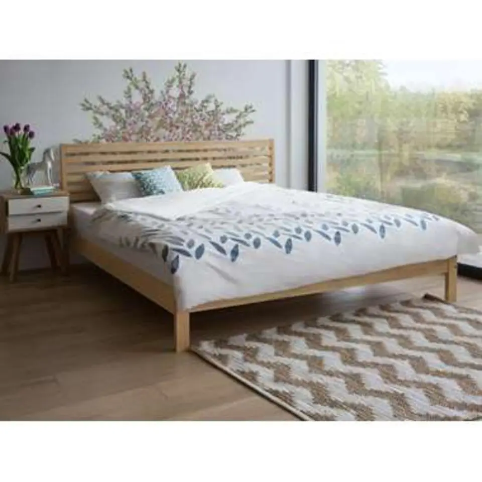 CARNAC - Tweepersoonsbed - Lichthout - 160 x 200 cm - Rubberhout