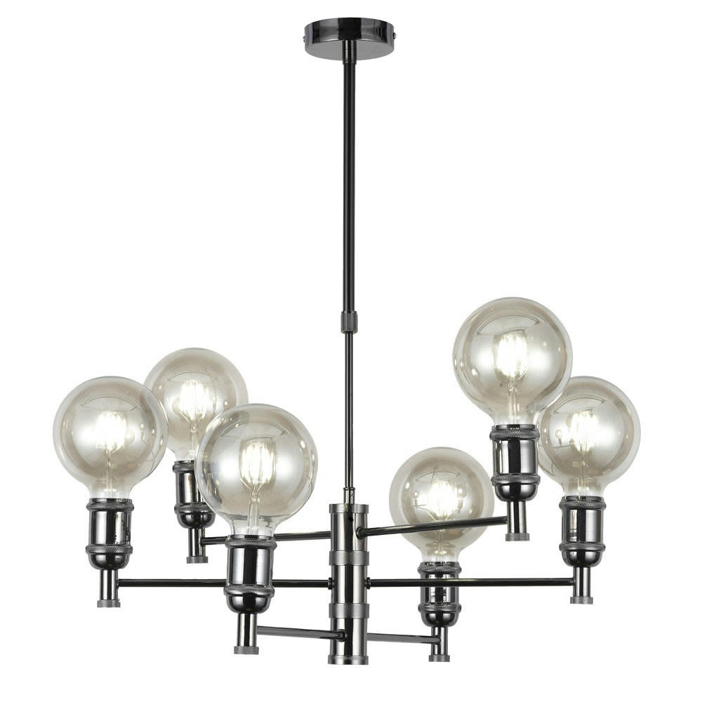 MIYAKO - Lustre graphite 6 lumières métal noir rétro