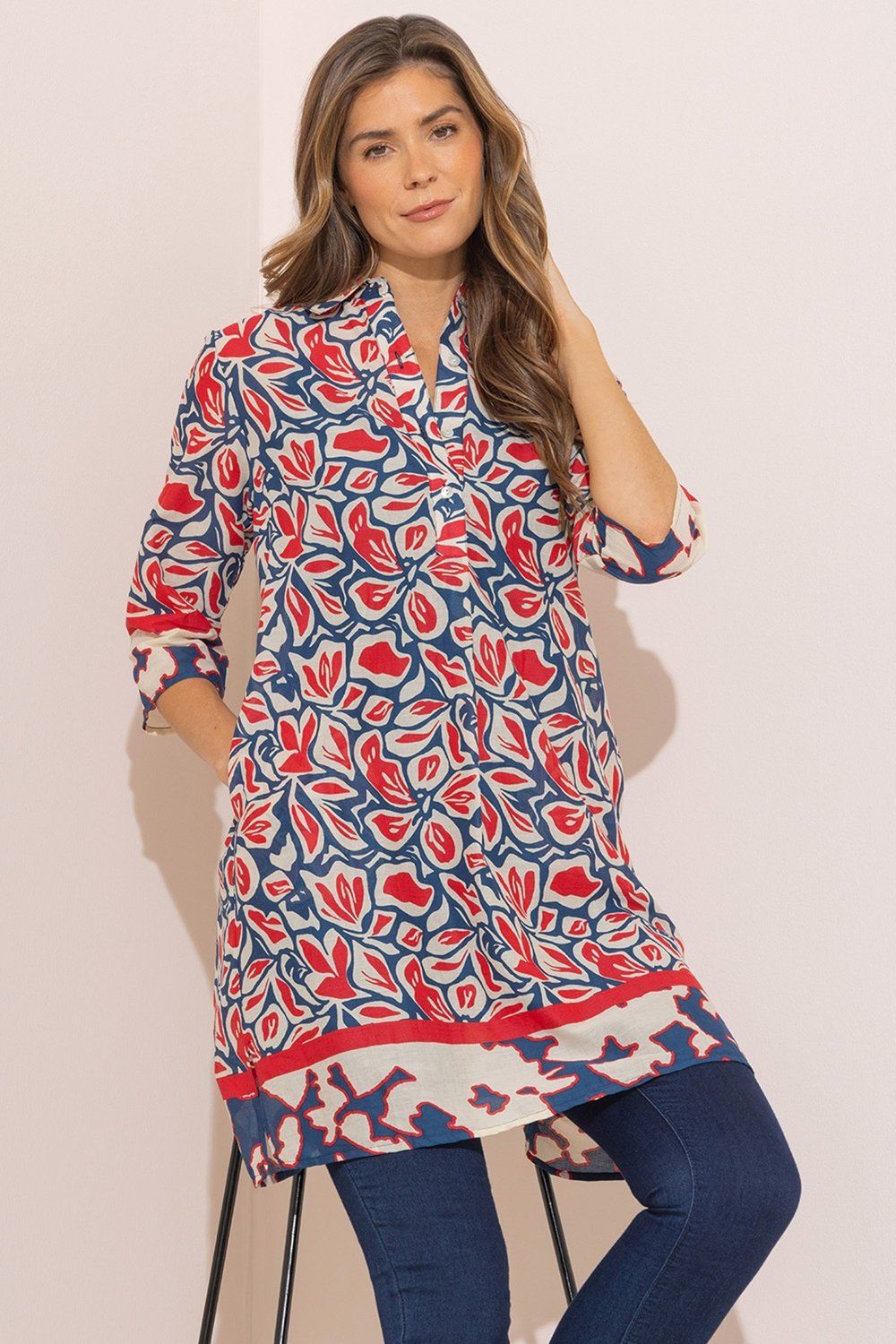Klass. Printed Cotton Tunic Top