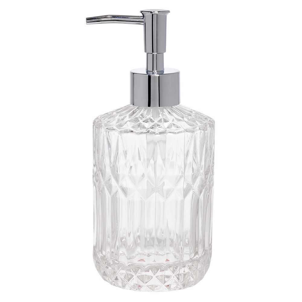 Distributeur de savon en verre effet cristallin transparent Ø8xH17,5cm
