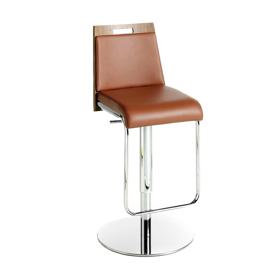 - Tabouret croûte de cuir et acier chromé