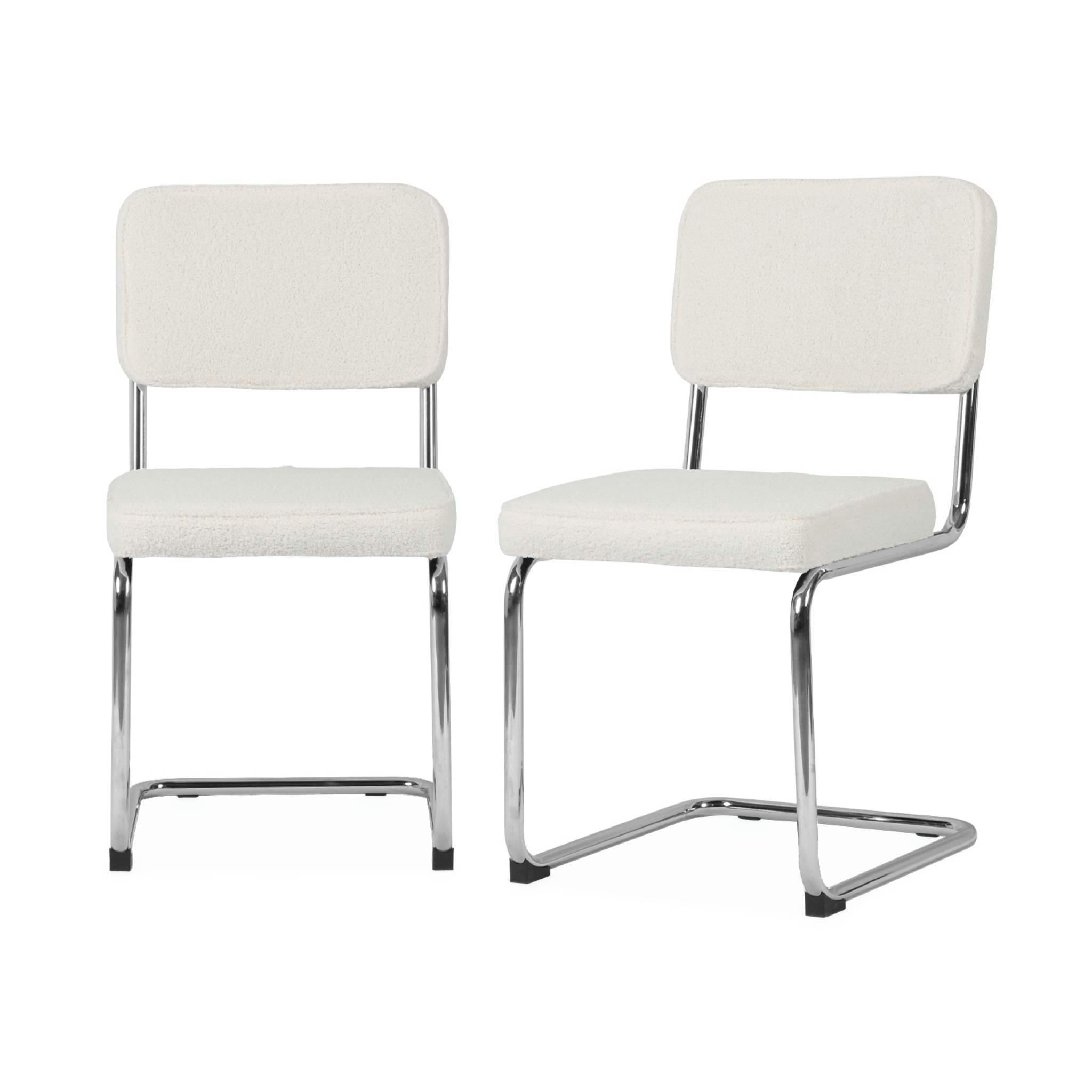 MAJA BOUCLETTE - 2 chaises cantilever, à bouclettes blanches
