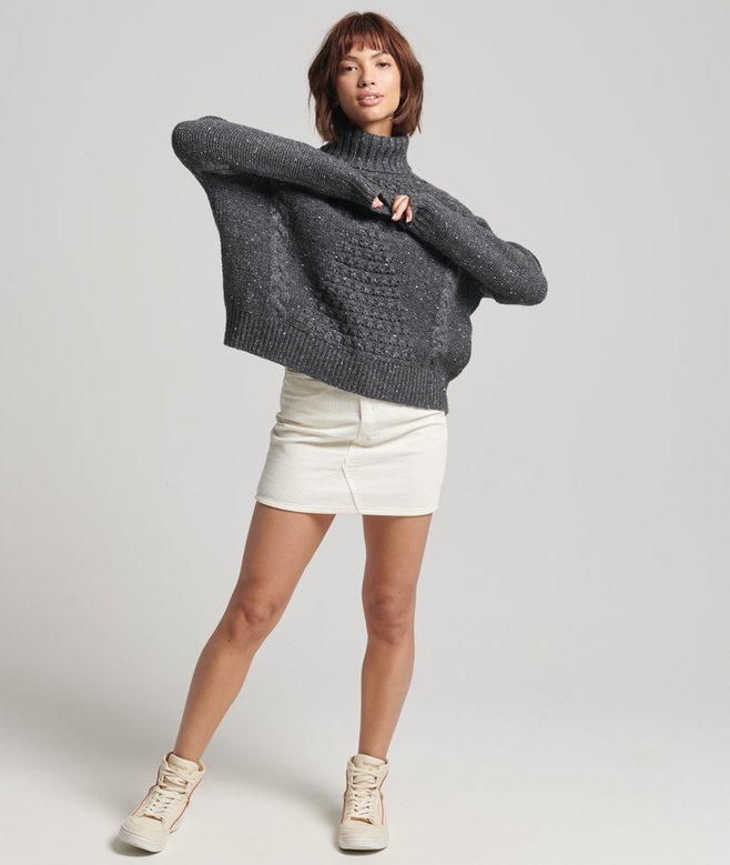 Chunky Cable Roll Neck Jumper