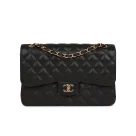 CHANEL Caviar Quilted Jumbo Double Flap Black 30CM