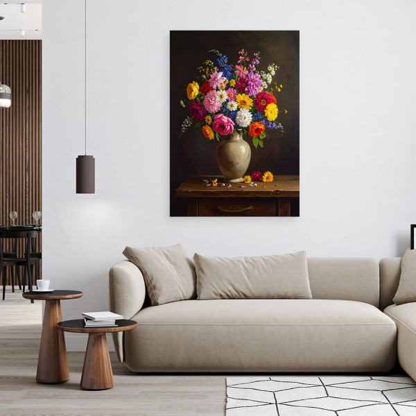 Obraz do salonu sypialni biura, Martwa natura bukiet kwiatów 20x30