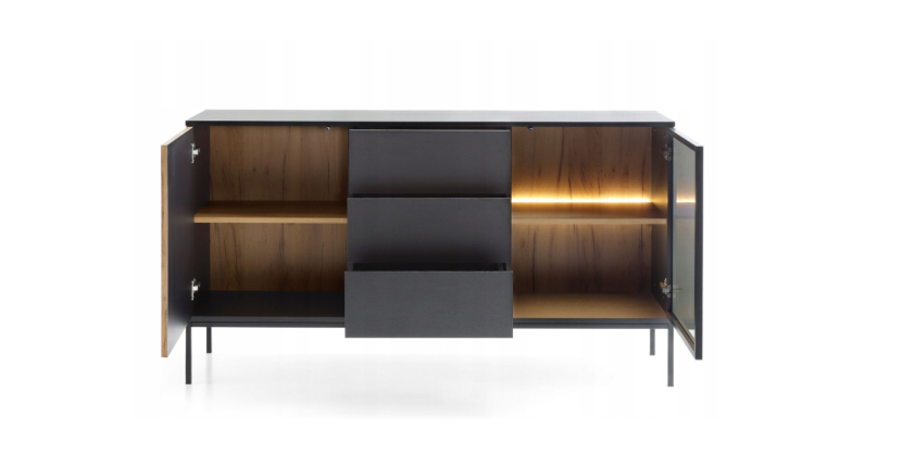 Czarny / wotan Komoda 154 cm SENSO PS   oświetlenie led