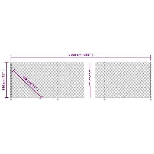 NNEVL Chain Link Fence with Flange Green 1.8x25 m