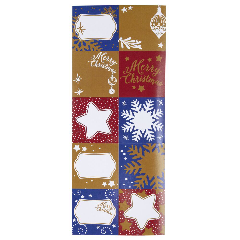 Papier cadeau No&euml;l rouleau x3 avec 20 étiquettes autocollantes fantasia