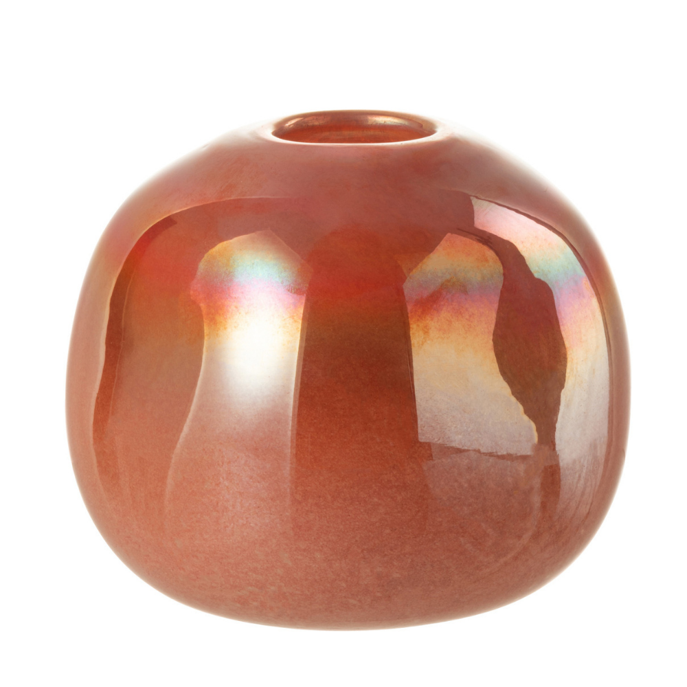 J-Line vaas Bol - glas - rood - small - Ø 13.5 cm