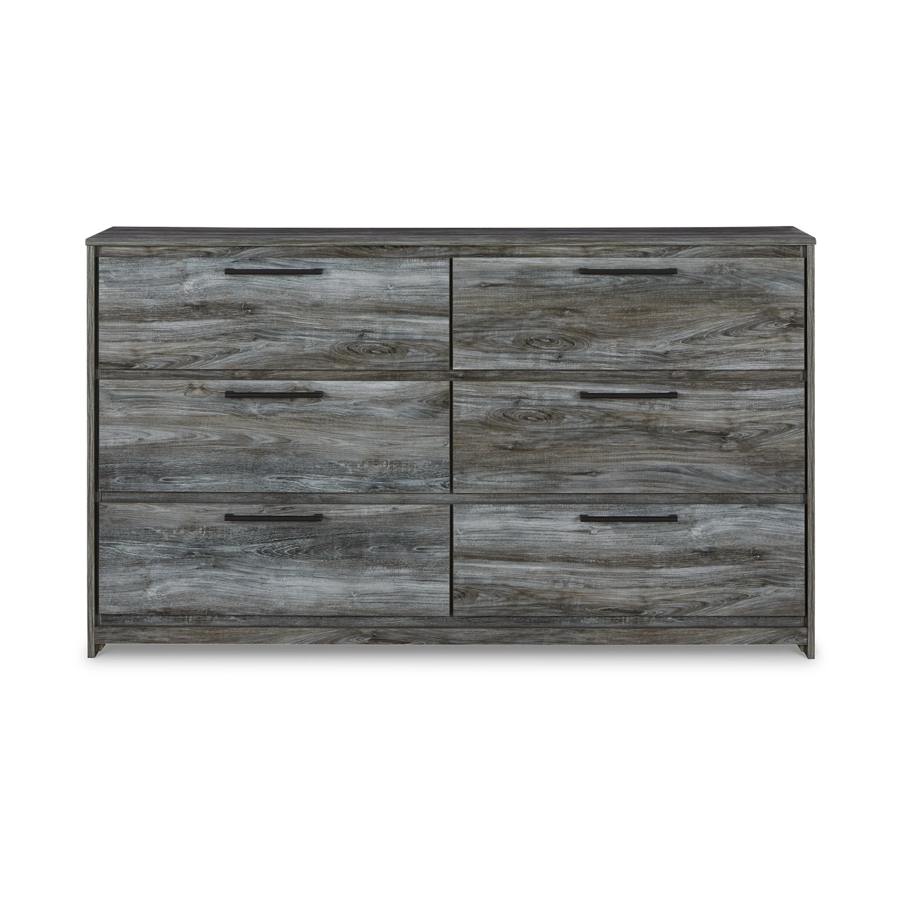 Bays 62 Inch Dresser, 6 Drawers, Modern Farmhouse Laminate Smoky Gray