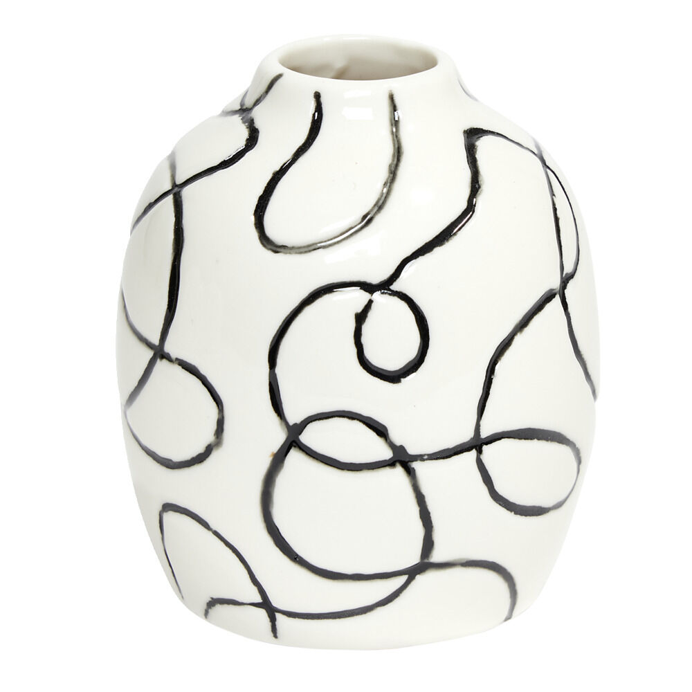 Vase en céramique motif courbe Ø7,5xH9,5cm (3 modèles)