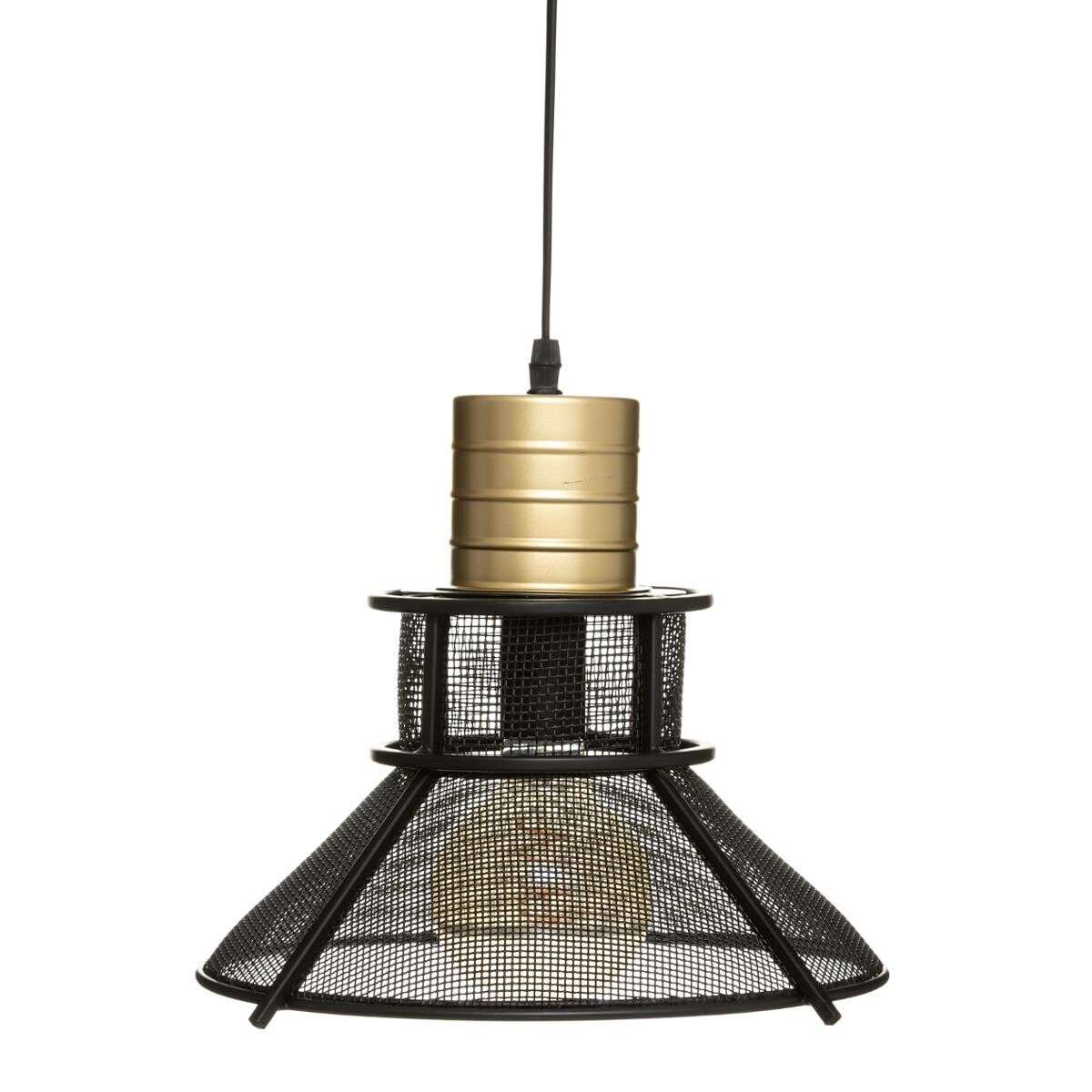 LAMPA WISZĄCA Rodo czarna abażur z metalowej siatki