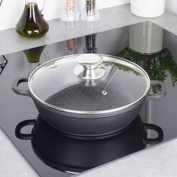 Patelnia z pokrywką granitowa 24 cm GRANDE